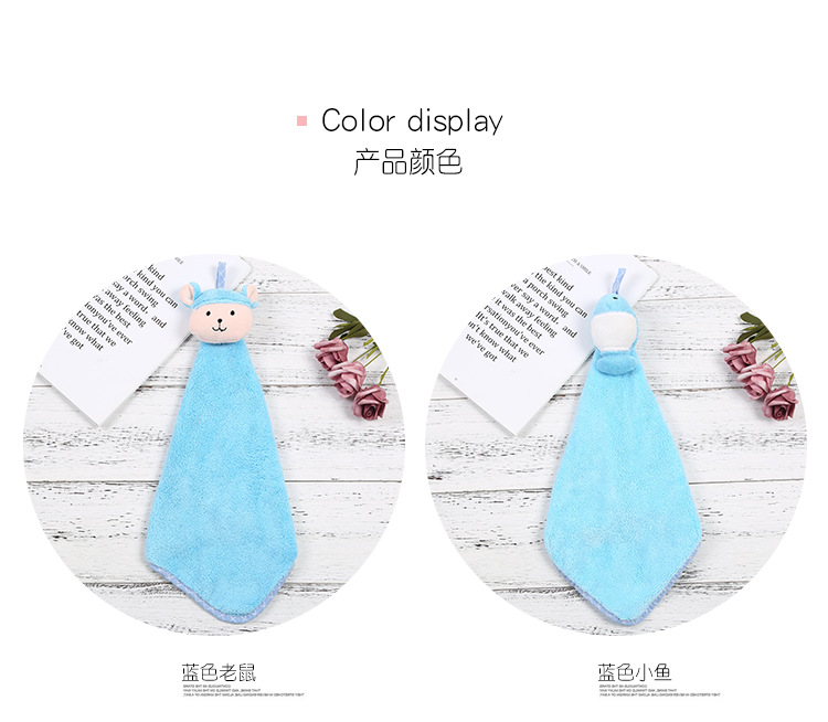 Thickened Cartoon Hanging Hand Towel Children's Hand-Wiping Absorbent Kitchen Bathroom Household Cute Korean Dry Hand Towel Towel Hanging