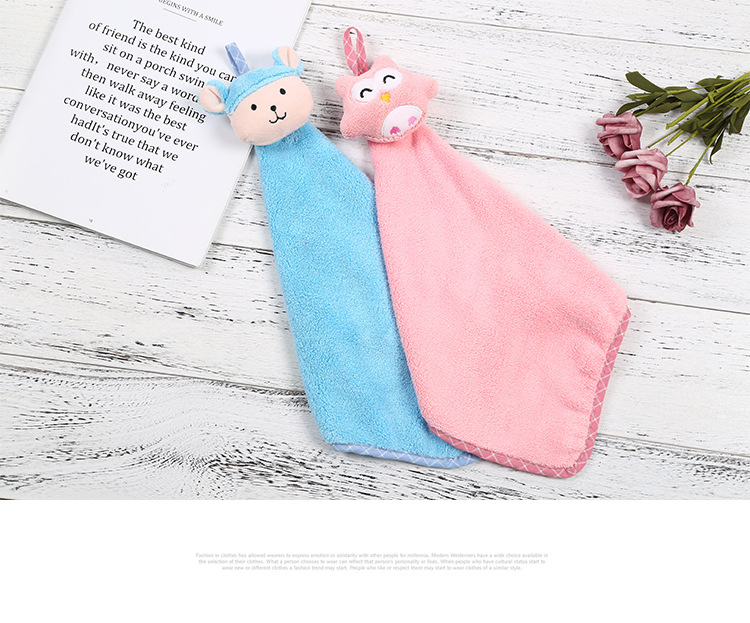 Thickened Cartoon Hanging Hand Towel Children's Hand-Wiping Absorbent Kitchen Bathroom Household Cute Korean Dry Hand Towel Towel Hanging