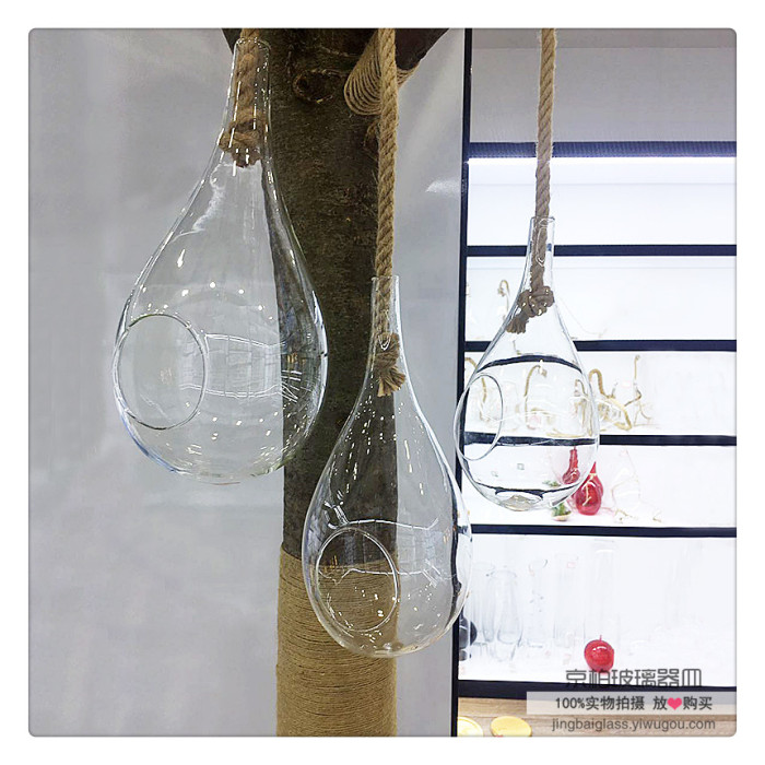 Clear glass hanging vase fashion hydroponic bottle bottle home decor wall hanging