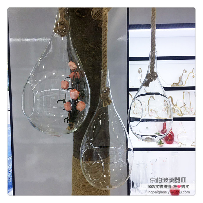 Clear glass hanging vase fashion hydroponic bottle bottle home decor wall hanging