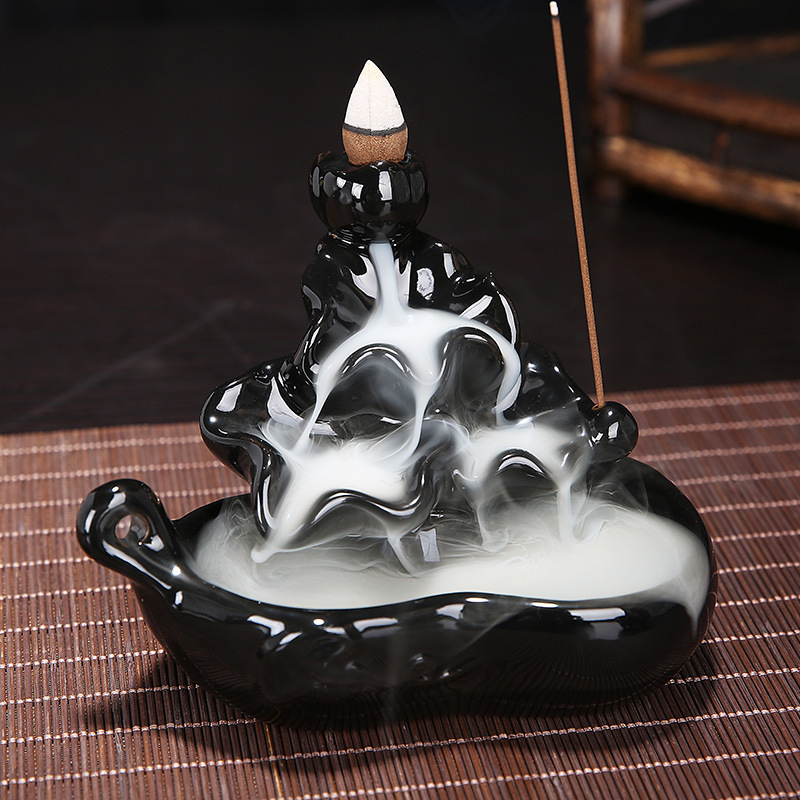Ceramic Backflow Incense Burner Ceramic Censer Home Decor Decoration Aromatherapy Smoke Backflow Stick Incense Censer