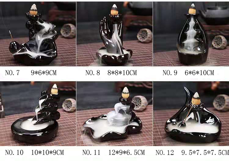 Ceramic Backflow Incense Burner Ceramic Censer Home Decor Decoration Aromatherapy Smoke Backflow Stick Incense Censer