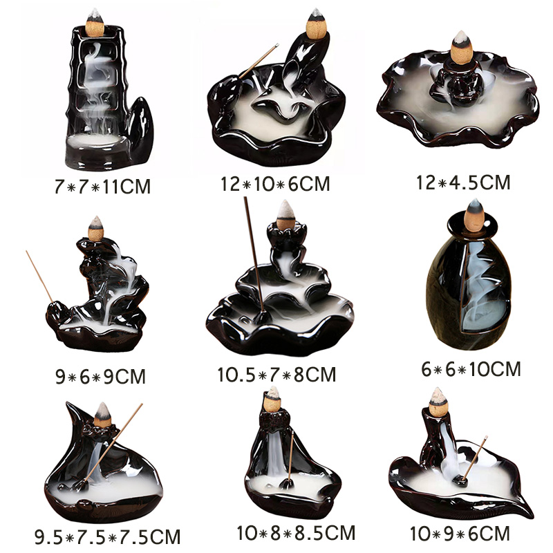 Ceramic Backflow Incense Burner Ceramic Censer Home Decor Decoration Aromatherapy Smoke Backflow Stick Incense Censer