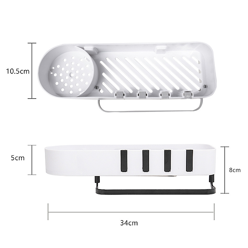 New Punch-Free Kitchen Spice Rack Hand Washing Bathroom Bathroom Wall-Mounted Towel Hook Storage Rack