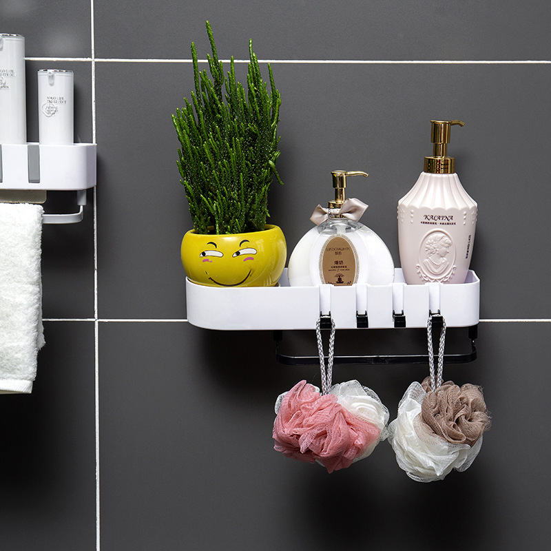 New Punch-Free Kitchen Spice Rack Hand Washing Bathroom Bathroom Wall-Mounted Towel Hook Storage Rack