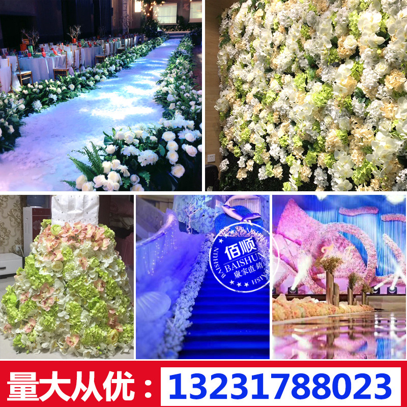 Factory Wholesale Artificial Flower Wedding Hydrangea Fake Bouquet Silk Flower Road Lead Flower Home Decor Floriculture Flower Arrangement