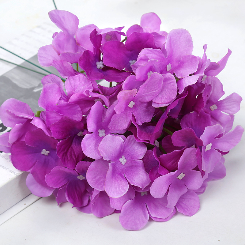 Factory Wholesale Artificial Flower Wedding Hydrangea Fake Bouquet Silk Flower Road Lead Flower Home Decor Floriculture Flower Arrangement