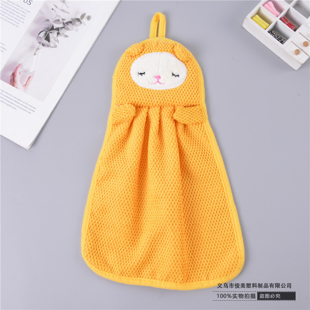 Cute Cartoon Wipe Towel Hanging Absorbent Small Towel Soft Bathroom Kitchen Hand Towel Animal Children Towel