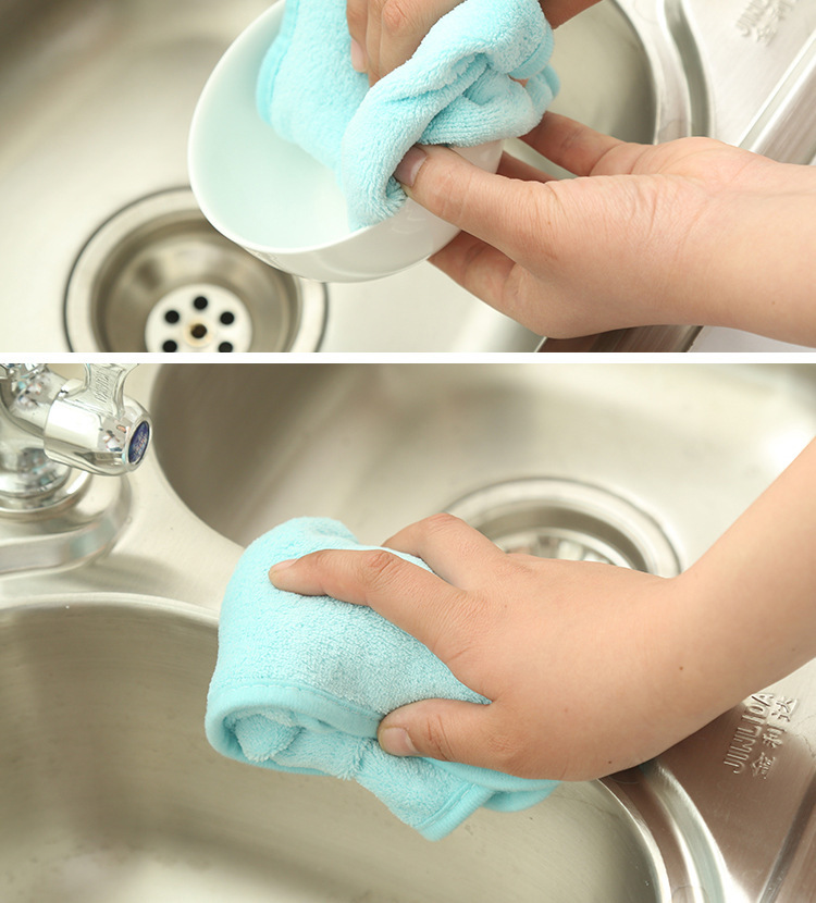 Cute Solid Color Hand Towel Kitchen Small Square Towel Bathroom Hanging Coral Fleece Hand Towel Absorbent Towel Hand Wiping Towel Hand Towel