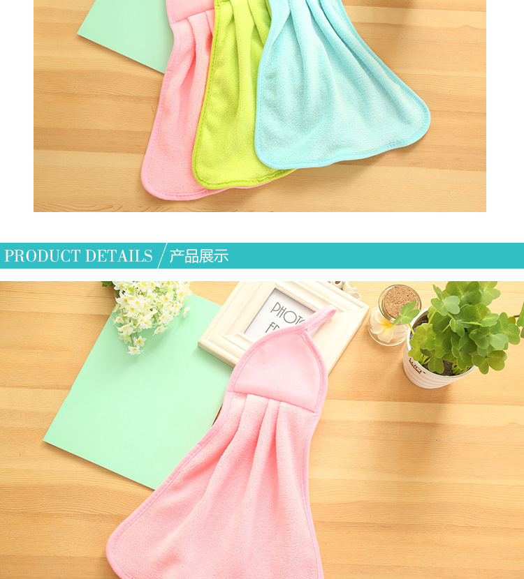 Cute Solid Color Hand Towel Kitchen Small Square Towel Bathroom Hanging Coral Fleece Hand Towel Absorbent Towel Hand Wiping Towel Hand Towel