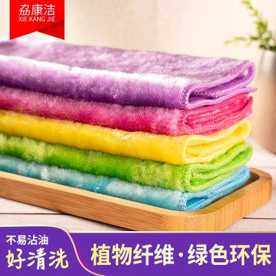 Double thickened water absorbent duster wood fiber shine silk kitchen duster dish towel