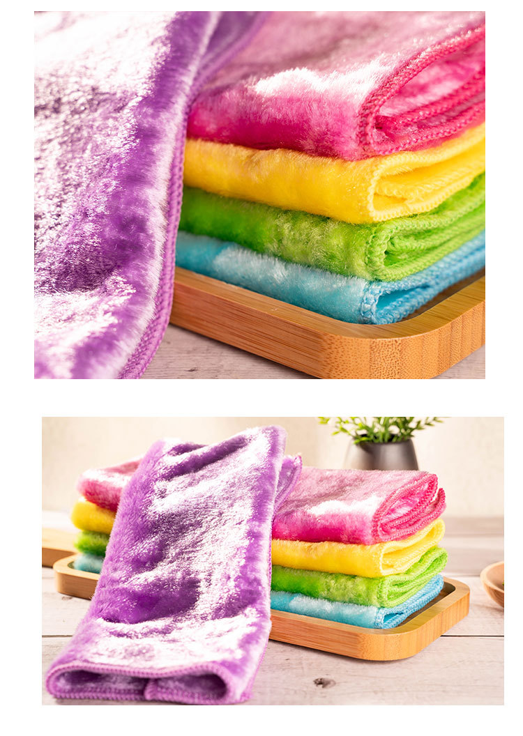 Double thickened water absorbent duster wood fiber shine silk kitchen duster dish towel