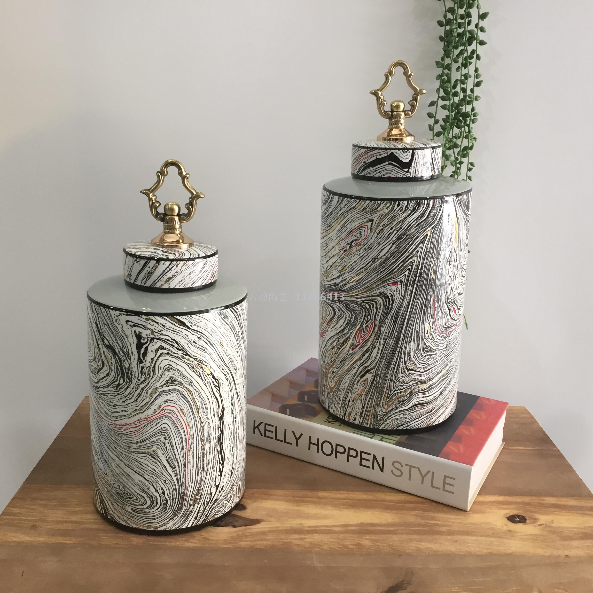 Manufacturer direct selling ceramic vases furnishing pieces home decor copper candy cans storage cans chocolate cans