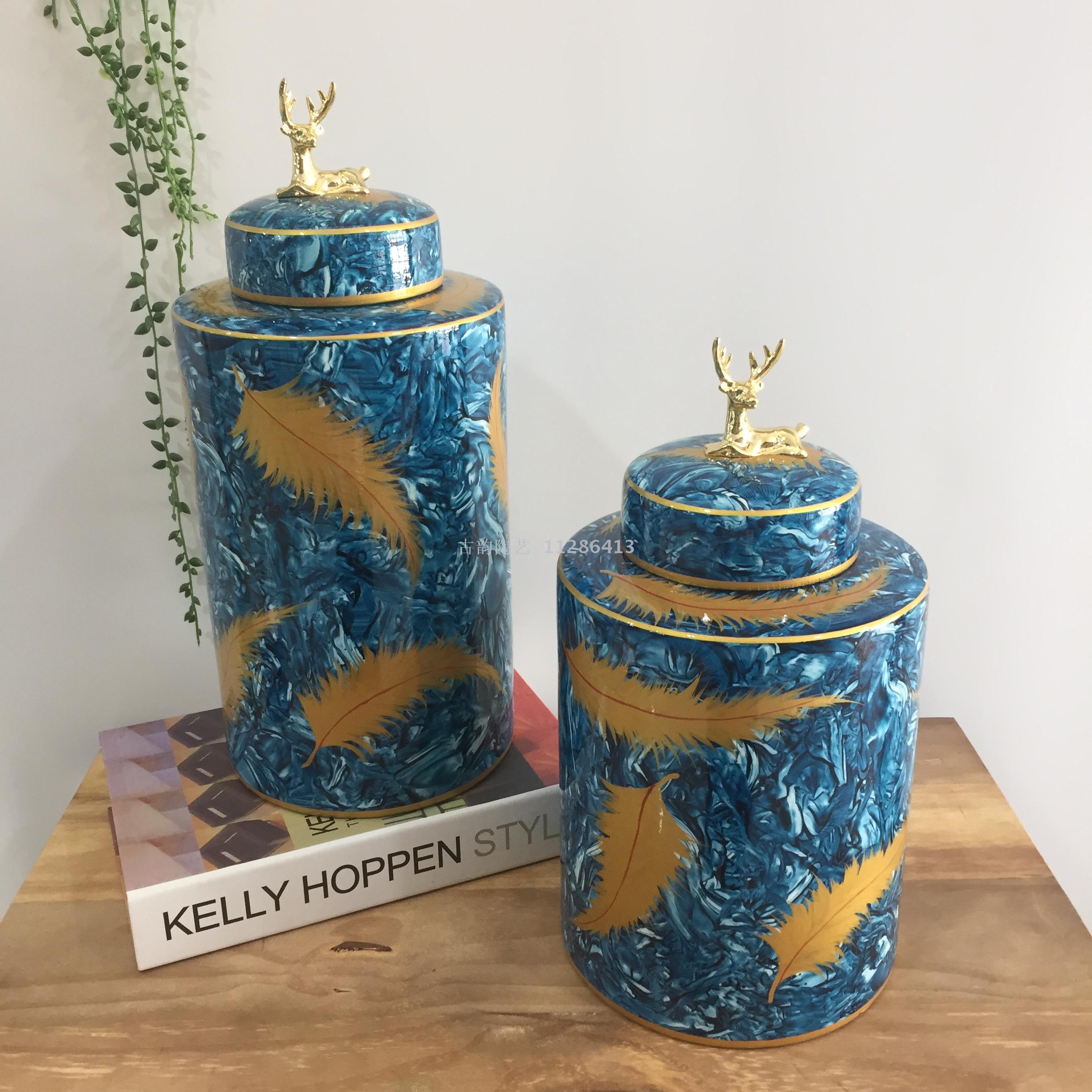 Manufacturer direct selling ceramic vases furnishing pieces home decor copper candy cans storage cans chocolate cans