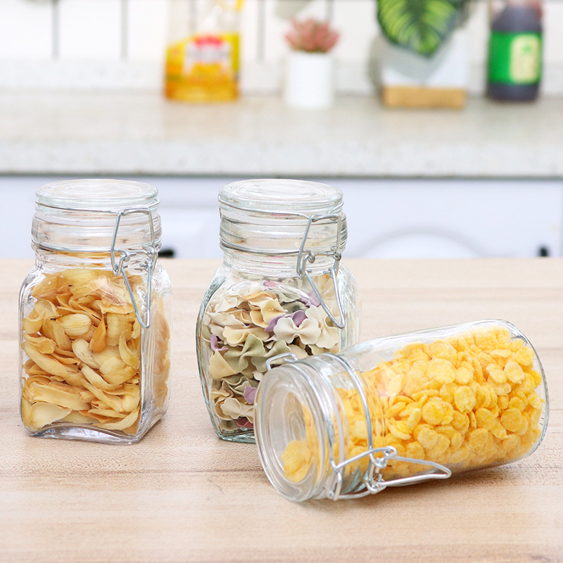 Glass Irregular Food Sealing Buckle Seasoning Bottle Seasoning Storage Storage Tank Storage Bottle
