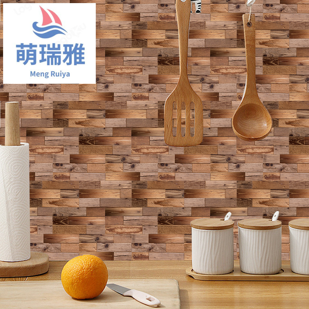 Trade American Country Waterproof PVC Wood Grain Furniture Refurbished Stickers Self-Adhesive Home Decor Wallpaper Fg27