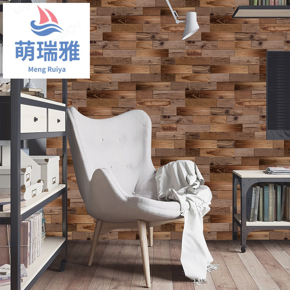 Trade American Country Waterproof PVC Wood Grain Furniture Refurbished Stickers Self-Adhesive Home Decor Wallpaper Fg27