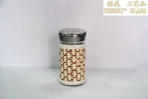 The beauty of rattan glass cruet seasoning pot supermarket selling barbecue seasoning bottle bottle of pepper