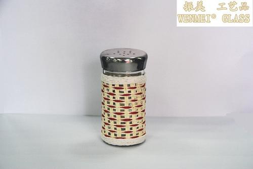 The beauty of rattan glass cruet seasoning pot supermarket selling barbecue seasoning bottle bottle of pepper