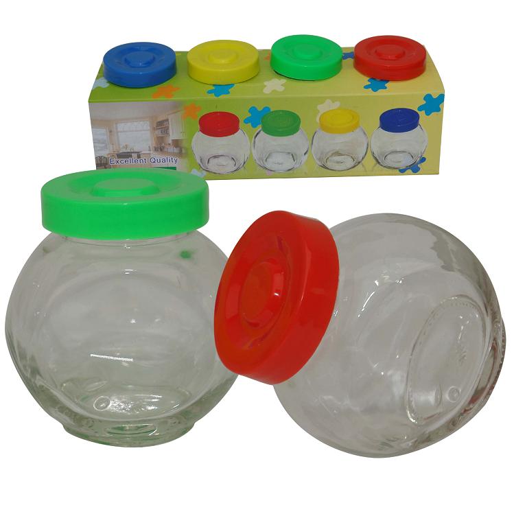 T1 glass storage tank happy sugar seasoning tank color cover silver lid seasoning bottle