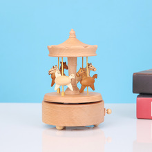 Music Box Wooden Music Box Home Creative Solid Wood Carousel Crafts Valentine's Day Gift Wholesale Ornaments Music Box Wooden Music Box Home Creative Solid Wood Carousel Crafts Valentine's Day Gift Wholesale Ornaments