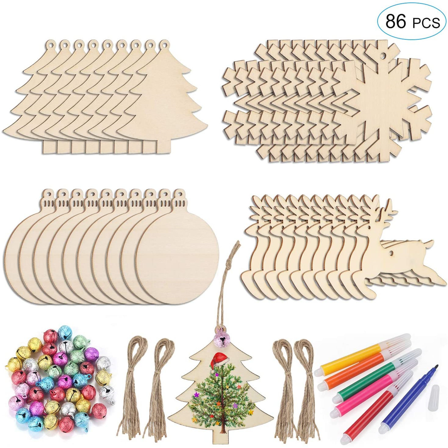 Christmas Crafts Creative Handmade Wood Piece Pendant Christmas Decoration Home Decoration DIY Children Hand Painted Wood Piece