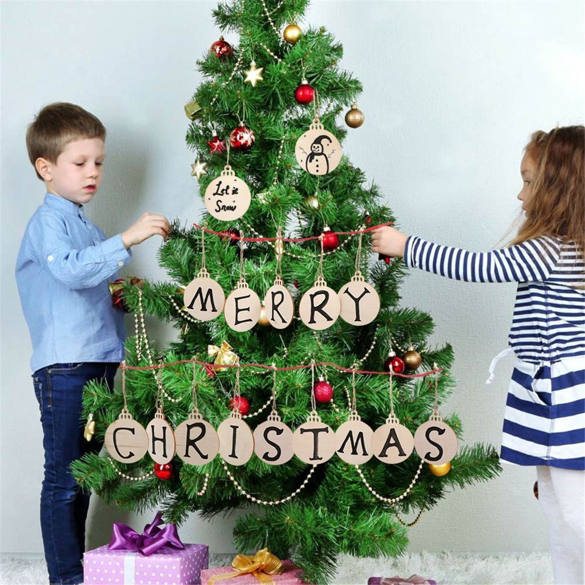 Christmas Crafts Creative Handmade Wood Piece Pendant Christmas Decoration Home Decoration DIY Children Hand Painted Wood Piece