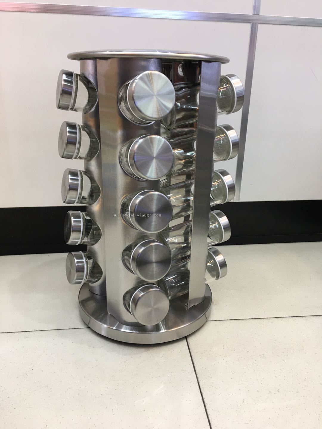 Stainless Steel Rotating 20PCs Seasoning Bottle Seasoning Rack Toner Cartridge Barbecue Spice Jar Kitchen Supplies Set