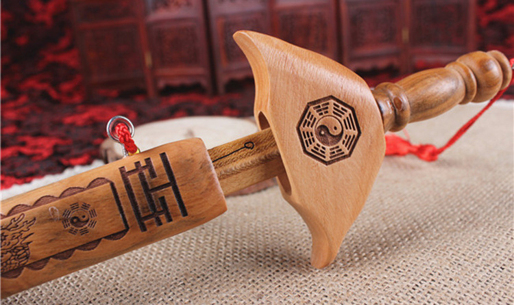 Feicheng Cinnabar Dragon and Phoenix Seven-Star Eight Peach Wood Sword Children's Sword Carving Ornaments Wholesale Peach Wood Carving Crafts