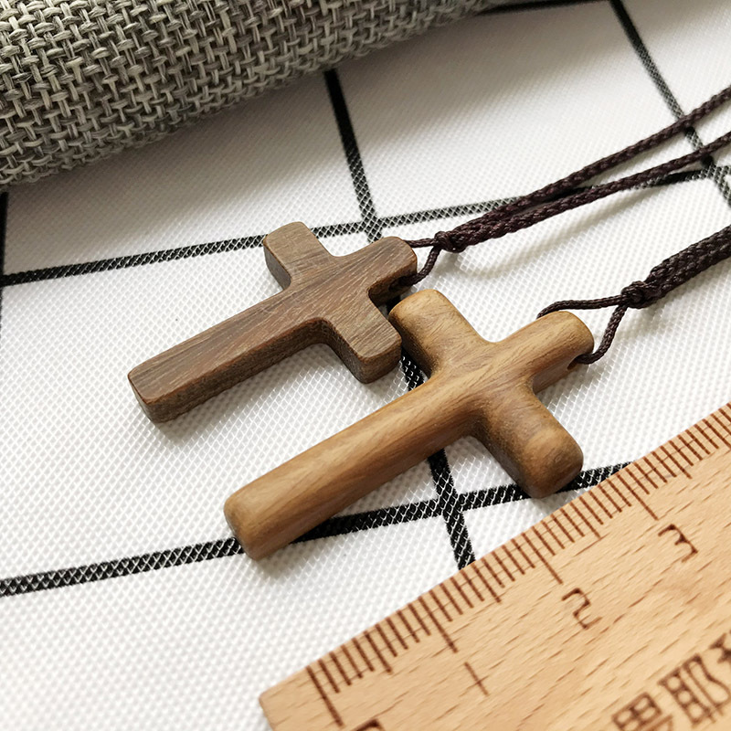 Cherish Solid Wood Cross Necklace Red Sandalwood Guajacwood Ebony Pendant Fashion Casual Ornament Yishu Home Crafts