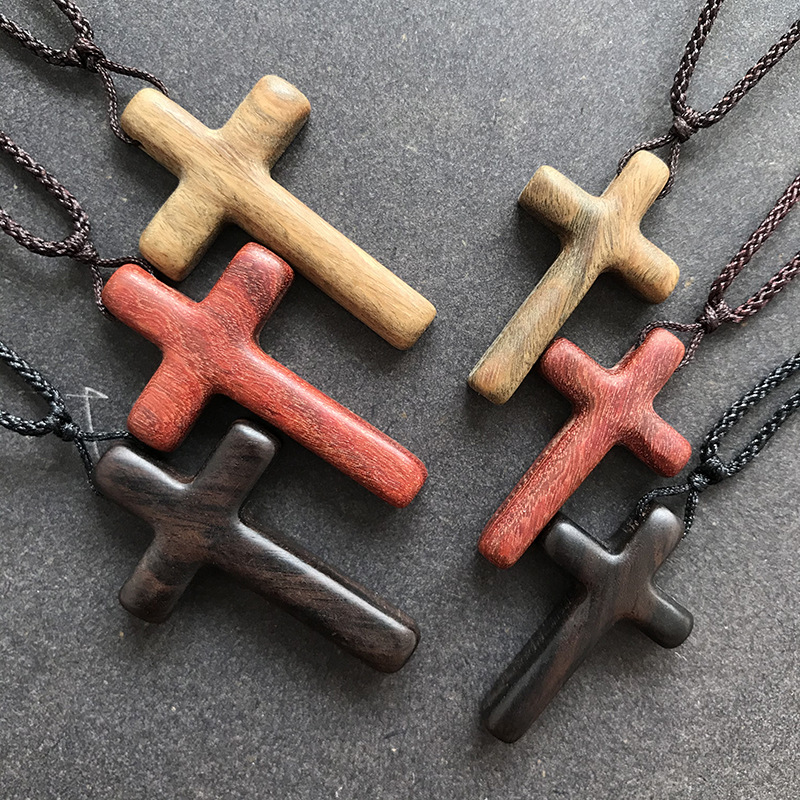 Cherish Solid Wood Cross Necklace Red Sandalwood Guajacwood Ebony Pendant Fashion Casual Ornament Yishu Home Crafts Cherish Solid Wood Cross Necklace Red Sandalwood Guajacwood Ebony Pendant Fashion Casual Ornament Yishu Home Crafts