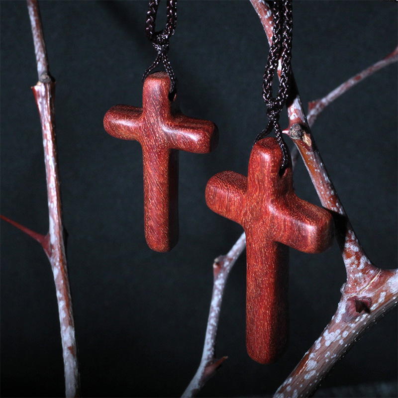 Cherish Solid Wood Cross Necklace Red Sandalwood Guajacwood Ebony Pendant Fashion Casual Ornament Yishu Home Crafts Cherish Solid Wood Cross Necklace Red Sandalwood Guajacwood Ebony Pendant Fashion Casual Ornament Yishu Home Crafts