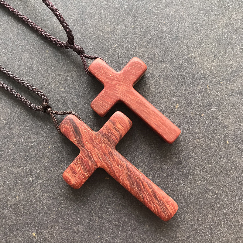 Cherish Solid Wood Cross Necklace Red Sandalwood Guajacwood Ebony Pendant Fashion Casual Ornament Yishu Home Crafts Cherish Solid Wood Cross Necklace Red Sandalwood Guajacwood Ebony Pendant Fashion Casual Ornament Yishu Home Crafts