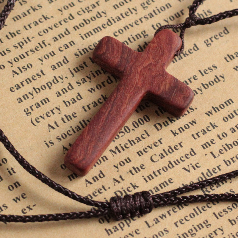 Cherish Solid Wood Cross Necklace Red Sandalwood Guajacwood Ebony Pendant Fashion Casual Ornament Yishu Home Crafts Cherish Solid Wood Cross Necklace Red Sandalwood Guajacwood Ebony Pendant Fashion Casual Ornament Yishu Home Crafts