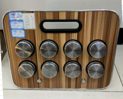 Wood Grain Portable Rack 8PCs Seasoning Bottle Seasoning Rack Barbecue Spice Jar Condiment Bottle Kitchen Supplies Set