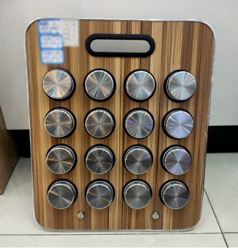 Wood Grain Portable Stand 16PCs Seasoning Bottle Seasoning Rack Barbecue Spice Jar Condiment Bottle Kitchen Supplies Set