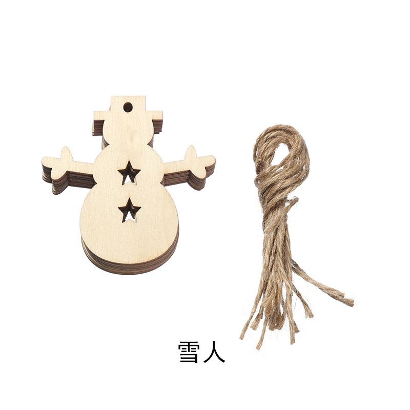 Christmas Pendant Carved Wood Crafts DIY Country Wooden Christmas Tree Pendant Home Decoration Gift Accessories