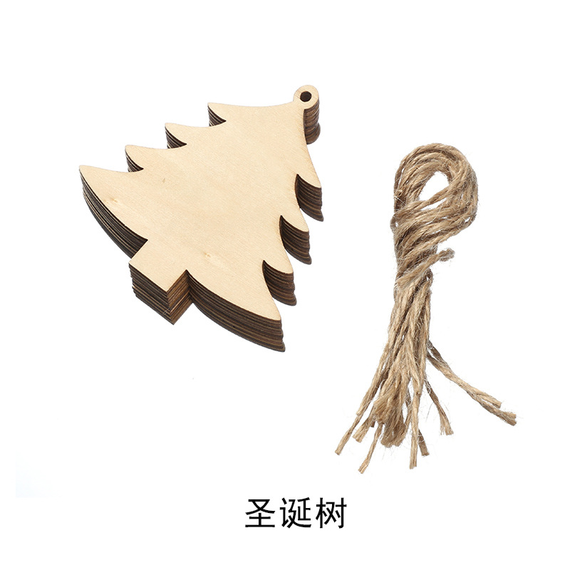 Christmas Pendant Carved Wood Crafts DIY Country Wooden Christmas Tree Pendant Home Decoration Gift Accessories