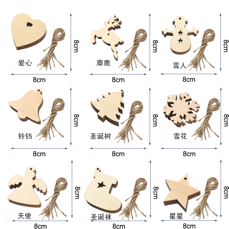 Christmas Pendant Carved Wood Crafts DIY Country Wooden Christmas Tree Pendant Home Decoration Gift Accessories