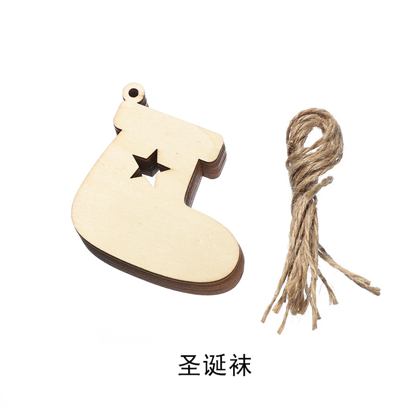 Christmas Pendant Carved Wood Crafts DIY Country Wooden Christmas Tree Pendant Home Decoration Gift Accessories