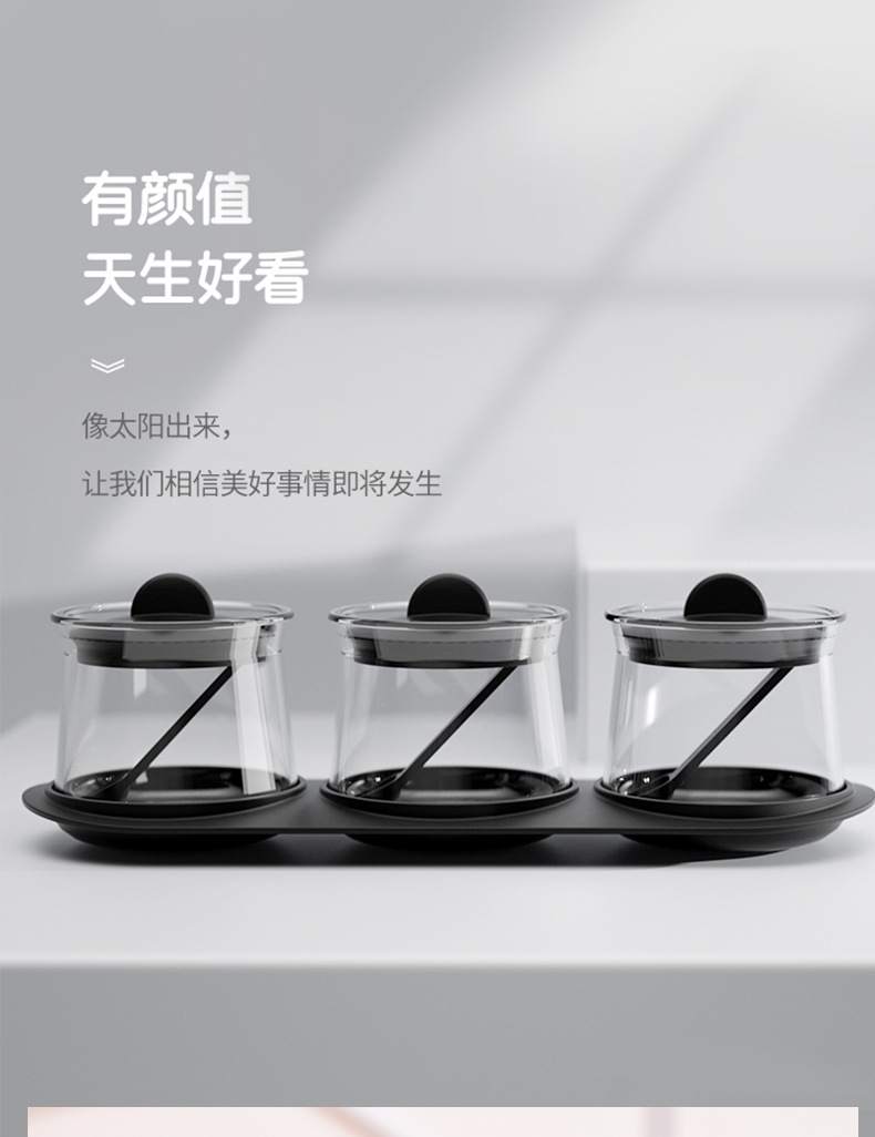 Glass Seasoning Bottle Seasoning Jar Salt Shaker Set with Tray Cruet Set with Spoon Sealed Moisture-Proof Condiment Dispenser Glass Seasoning Bottle Seasoning Jar Salt Shaker Set with Tray Cruet Set with Spoon Sealed Moisture-Proof Condiment Dispenser