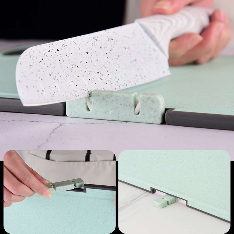With Sharpening Stone Wheat Straw Chopping Board Grinding Machin Vegetable Cutting Kitchen Chopping Board Multifunctional Cutting Board