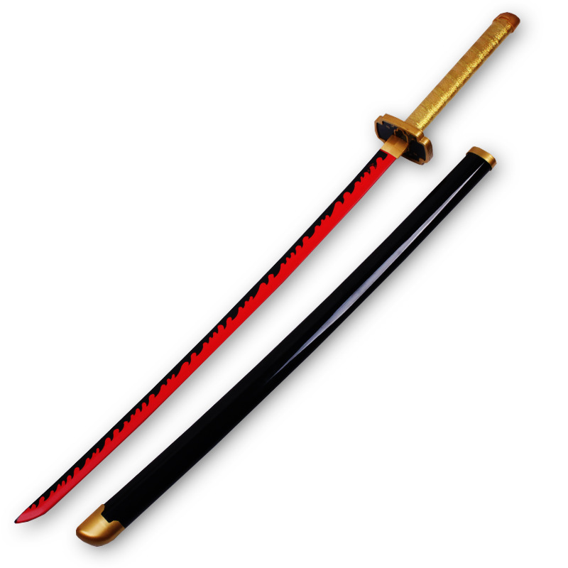 Kimetsu No Yaiba Cos Props Fugang Yiyong Tanjirou Shanyi Wood Knife Wooden Model Crafts Uncut Blade