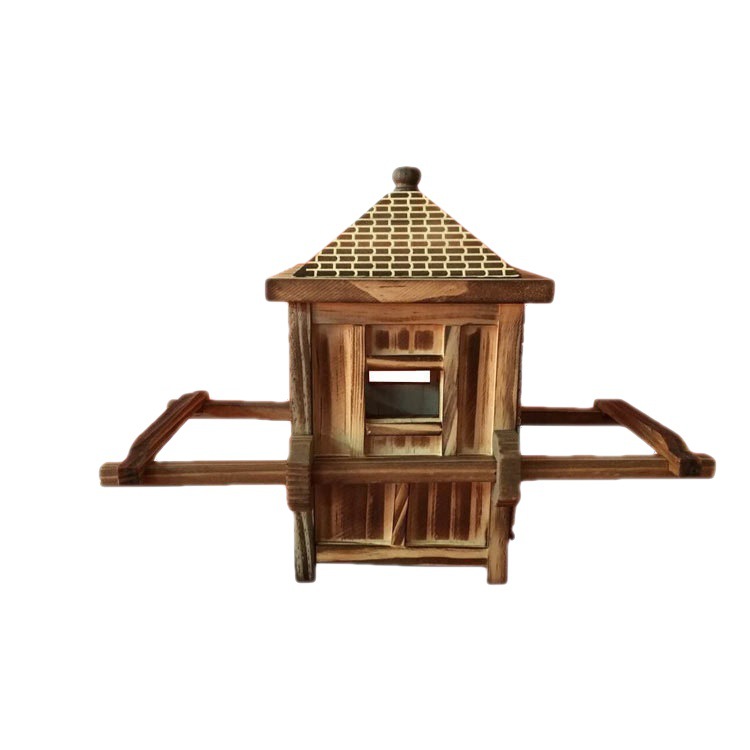 Travel Crafts Wooden Hand Lift Car Wooden Flower Car Antique Flower Car Vintage Wood Products Temple Fair Supply