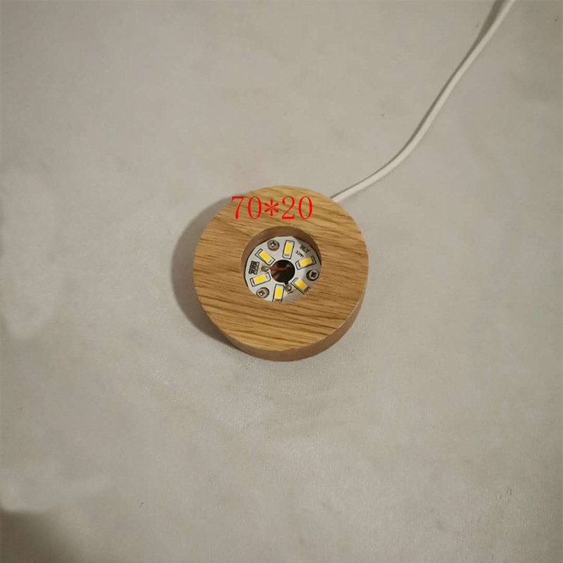 Acrylic Wooden Crafts DIY Crystal LED Luminous Wooden Base Creative Ornaments Solid Wood 3D Small Night Lamp Base