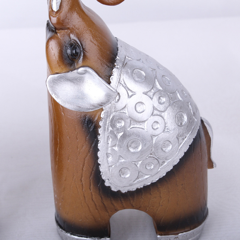 Resin Crafts Thai Wood Grain Mother and Child Elephant Home Decoration Technology Gift Animal Decoration Special Price 25 Yuan