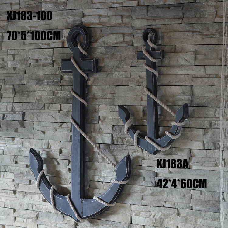 Solid wood Anchor Mediterranean-style decoration accessories wooden crafts Studio props XJ183