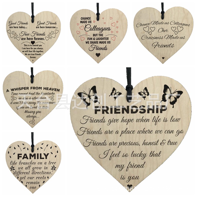 DIY Handmade Multiple Wooden Love Pendant Heart-Shaped Crafts Home Wood Chip Decoration 1 Pc/bag