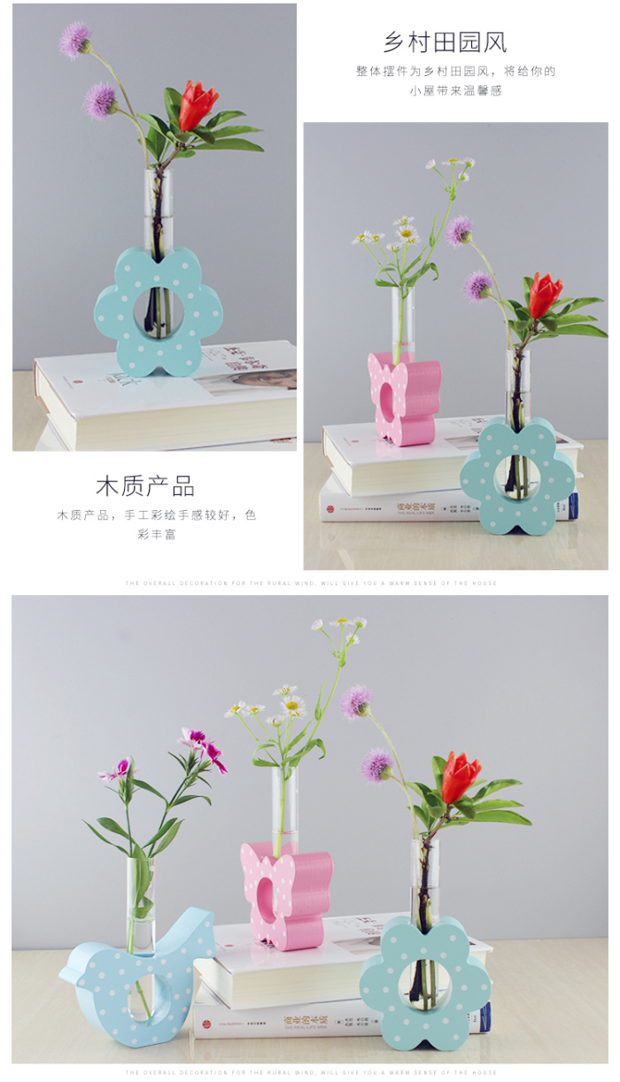 TT-01 butterfly tube vase solid wood ornaments creative home crafts soft clothing decoration
