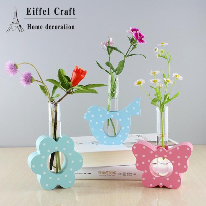 TT-01 butterfly tube vase solid wood ornaments creative home crafts soft clothing decoration